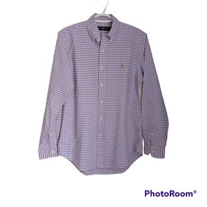 Ralph Lauren Men's Dress Shirt S, Purple/white Check